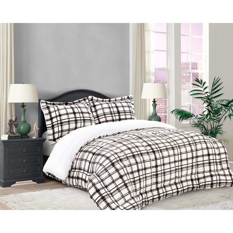 Ensemble d'édredon en microfibre 3 pièces Rafelita, Taupe, Très grand