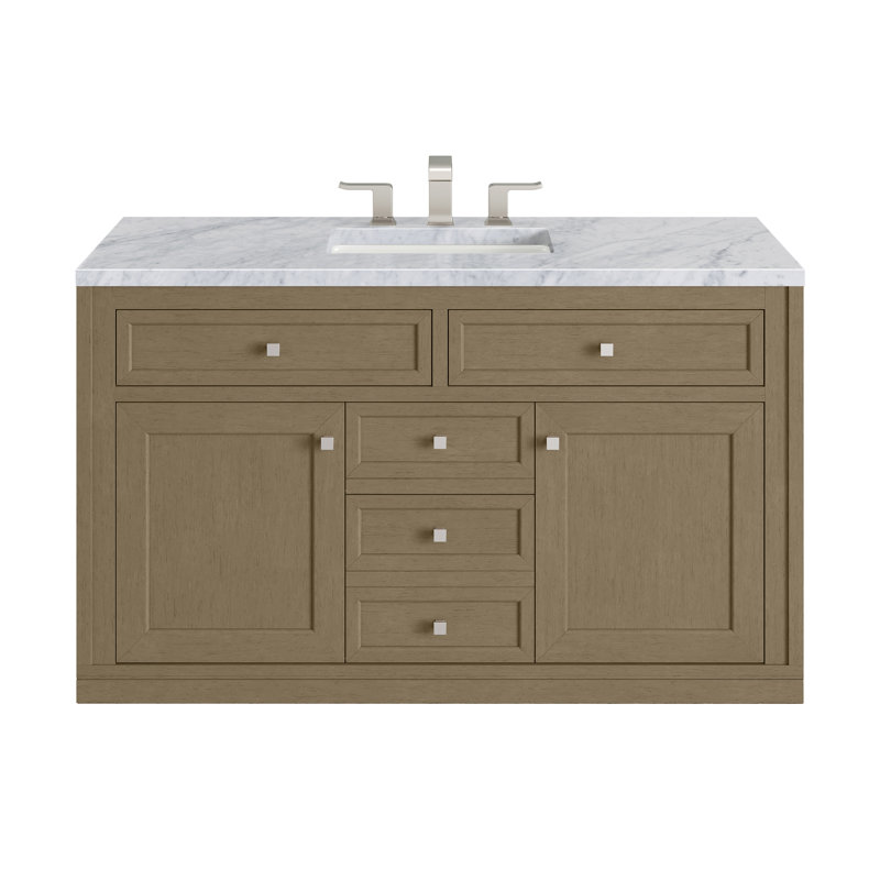 Chicago 48 in. Single Vanity, Walnut Whisper, Carrara White, 8" Widespread