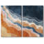 Reproduction de formes abstraites sur toile à motif d'aquarelle bleu marine, orange et blanc, 2 pièces-92285332-92285335
