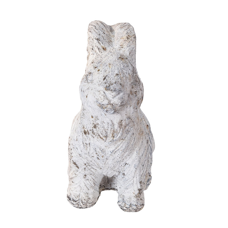 Vintage White Cement Sitting Bunny Figurine