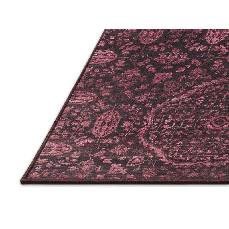 Tapis de zone mauve foncé contemporain, Rectangle 5 pi x 7 pi
