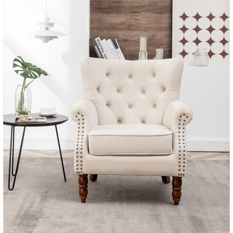 Fauteuil à oreilles 29 po Durgan, Beige