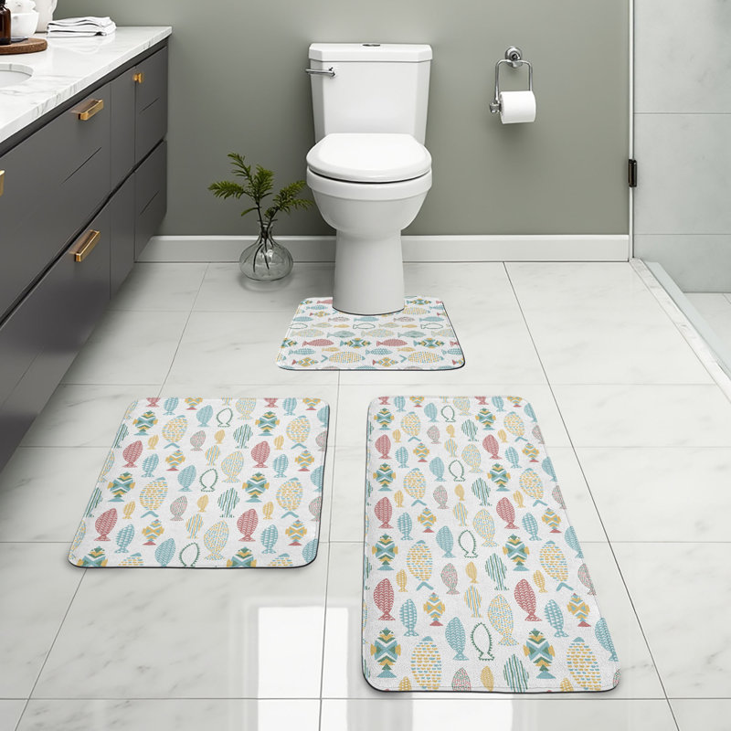  Multicolore poisson ensemble de tapis de salle de bain 3 pièces