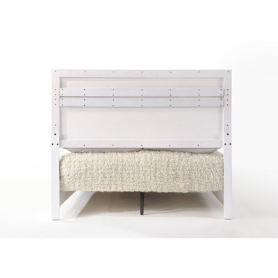 High Gloss White Ii Panel Bed With Legs And Glittery Trim, Box Spring Must Be Included, 4 Slats 8 Supports, Low Profile Fb, Block Leg Finish, Made Of Rubber Wood Acrylic, 79 Inches Deep, 85 Wide, 56