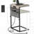 C Shaped End Table With Charging Station, 33" Tall Side Table For Couch, C Table Adjustable Height Small Couch Side Table, Slide Under Sofa Table TV Tray Arm Table For Living Room, Greige