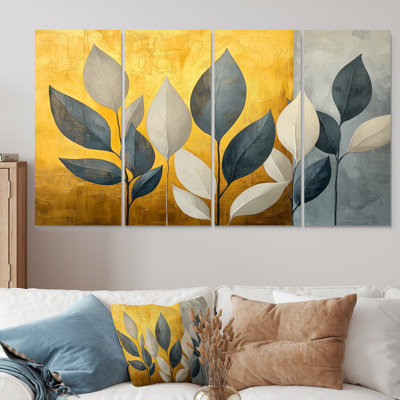 Gold Simplicity Herbs Pure Form - Art mural herbes florales - Art mural traditionnel