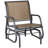 Outsunny Porch Glider, Metal Frame Swing Glider Chair With Breathable Mesh Fabric, Curved Armrests And Steel Frame For Garden, Poolside, Backyard, Balcony, Light Mixed Brown-144288655