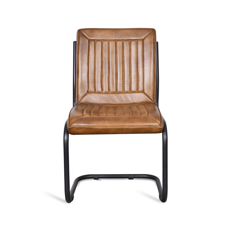 Auterson 18.9cm H Leather Upholstered Metal Upholstered Back Accent, Brown