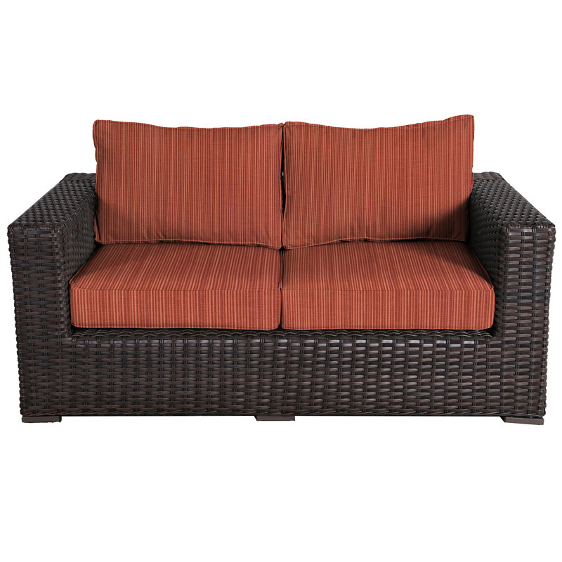 Woodham 65'' Wide Loveseat with Cushions, Papaya Dupione