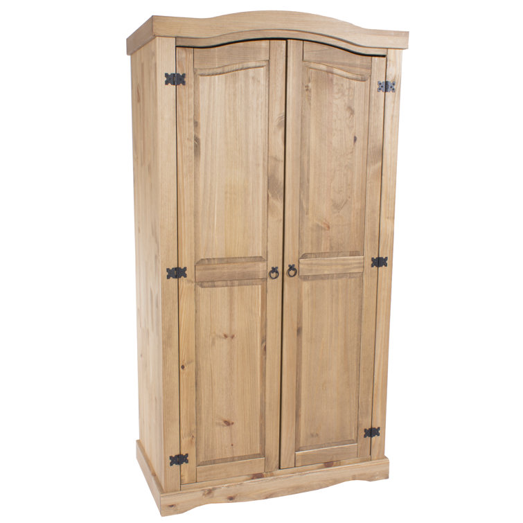 Deaver 2 Door Wardrobe, solid pine with antique wax finish, Corona design.