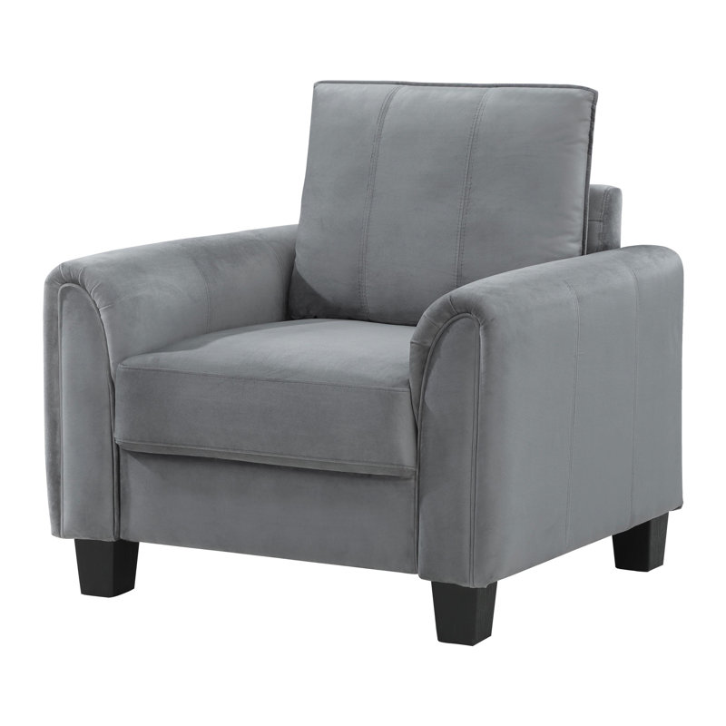 Fauteuil d'appoint rembourré à accoudoirs roulés gris