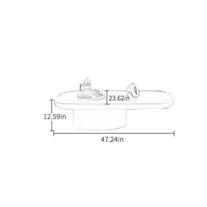 Table basse de salon de style crème, H 12,59 po x L 51,18 po x l 27,55 po