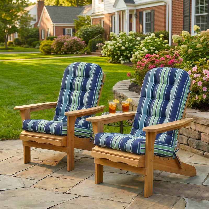 Outdoor/Indoor High Back Chair Cushion , Seabrook Stripes