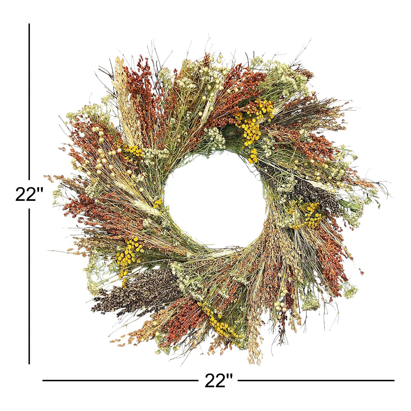Primrue 30" Handcrafted Fall Wreath, 22" H x 22" W x 5" D