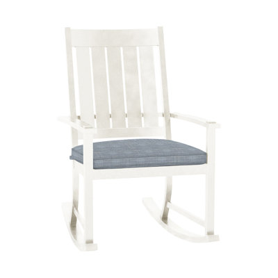 Chaise berçante club à lattes en aluminium - Lin français