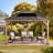 Sunjoy 11 x 13 ft. Outdoor Patio Cedar Framed Gazebo with Black Double Steel Hardtop Roof for Garden, Backyard Shade-95057772
