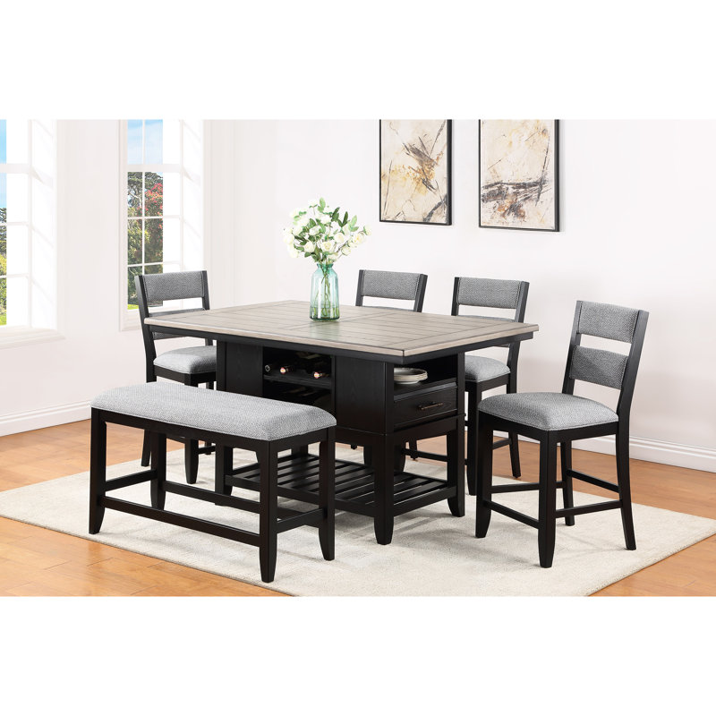 Chaise de salle à manger noire à hauteur de comptoir avec assise rembourrée et grise pour les chaises modernes Elegant Home