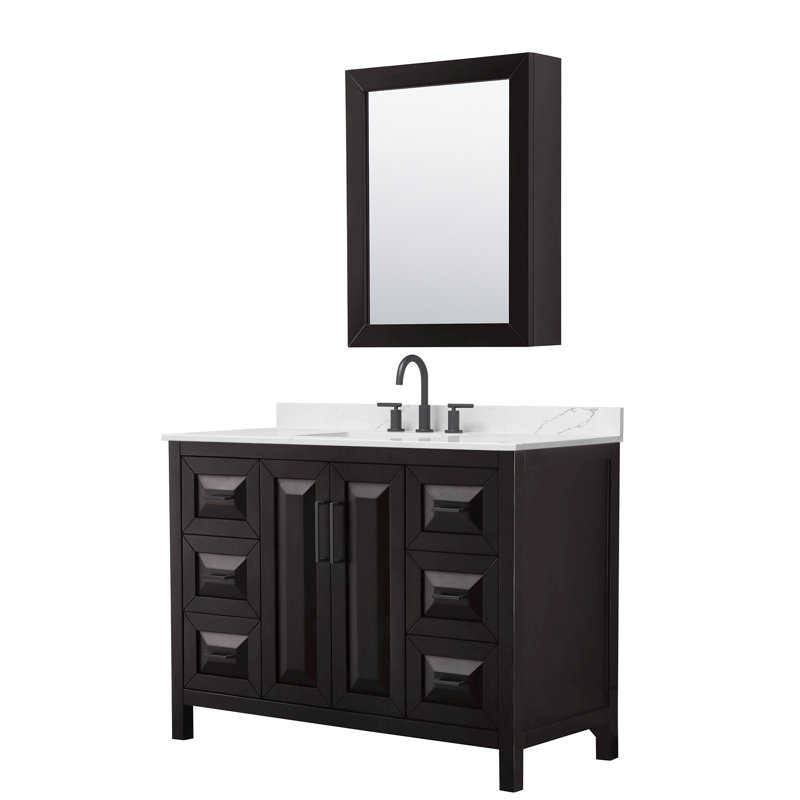 Daria 48'' W Vanity, Matte Black, Brown, White Quartz