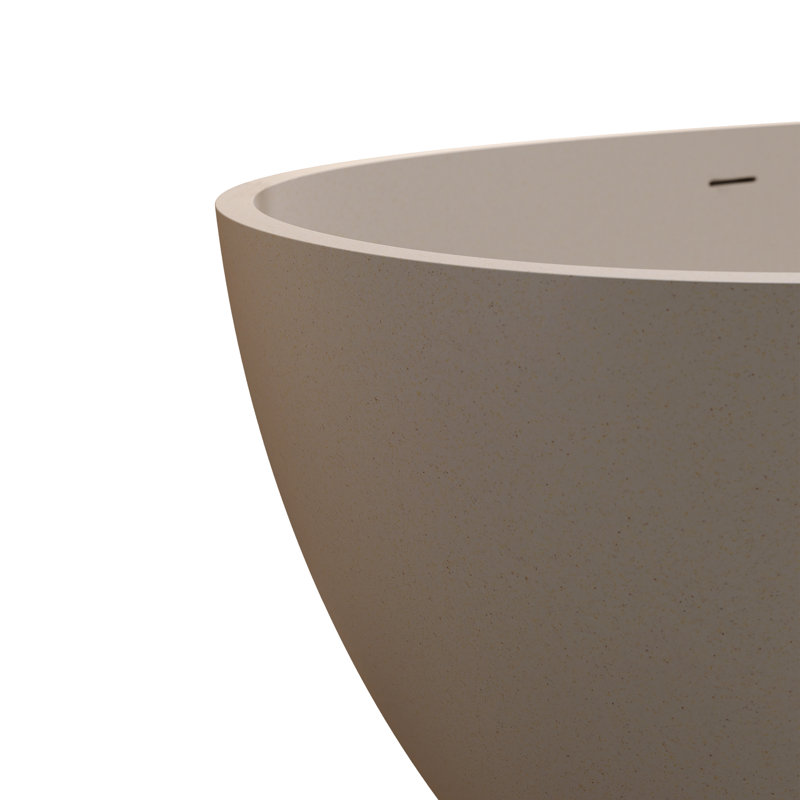 Baignoire de trempage autoportante 71 pouces à surface solide avec trop-plein beige, Beige chaud
