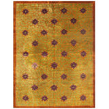 1920s Orange Branches Sprays Modern Floral Antique Chinese Knotted Art Deco Rug 9'0" x 13'0"