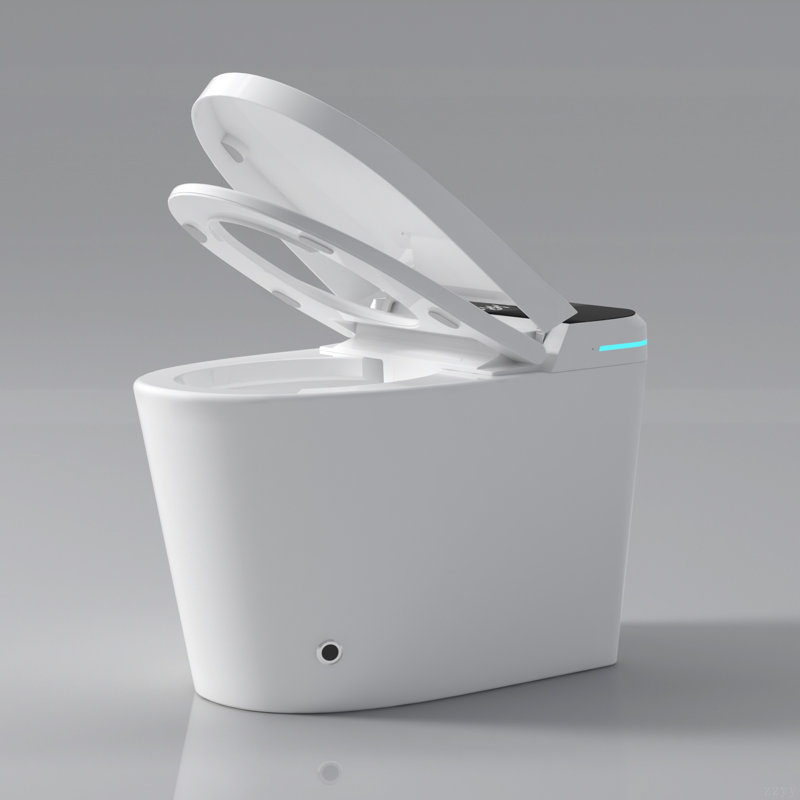 Modern Smart Toilet With Bidet Seat Built-In, Intelligent Toilet  Auto Open/Close Seat, Foot Sensor, LED Display,Night Light, Warm Water & Dryer