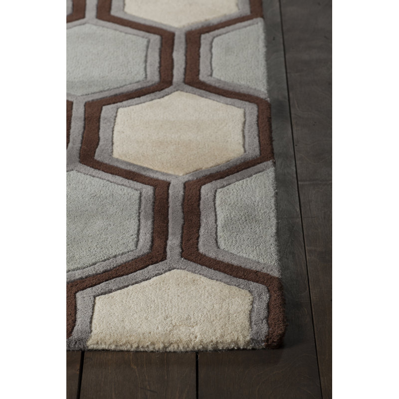 Inhabit Designer Blue/Off White Area Rug, 5' x 7'6"