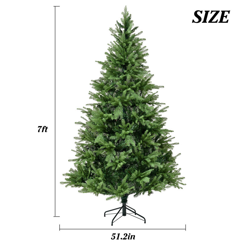 Arbre de Noël vert 7 pi non éclairé: PE / PVC, à charnières, aspect réaliste, H 7 pi, Vert