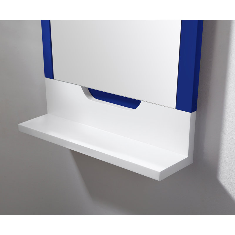 Aliyas Flat Mirror with Shelves, Blue/White