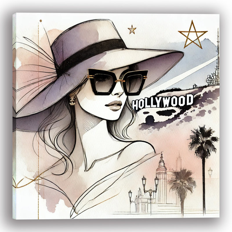Impression sur toile Hollywood Glamour with Cityscape, H 40 po x l 40 po