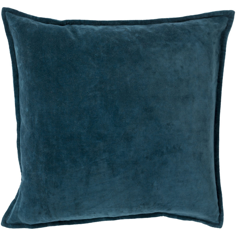 Oreiller 100% coton Edgar Square, Sarcelle, Polyester/ bourre en polyester, H 22 po x l 22 po