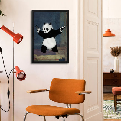 «Panda with Guns Blue», affiche encadrée de qualité supérieure par un artiste inconnu