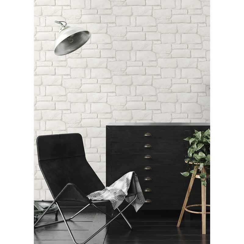 Brick Vinyl Wallpaper Roll, Ivory