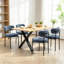Ensemble de 4 chaises de salle à manger rondes rembourrées, revêtement en tissu imitation sherpa gris, structure en acier, capacité de charge de 120 kg