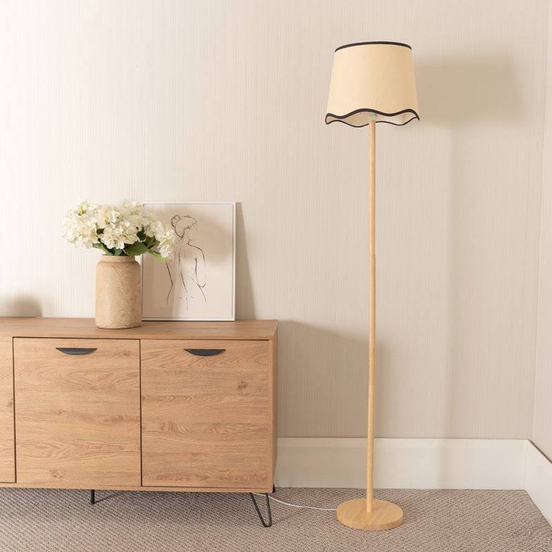 Roshina 182cm Traditional Floor Lamp, Natural, Yes, Natural/Black