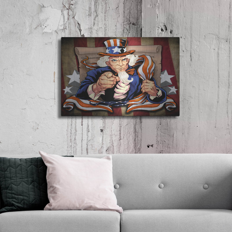 «Uncle Sam Patriot Personnage» par Flyland Designs, H 24 po x l 36 po