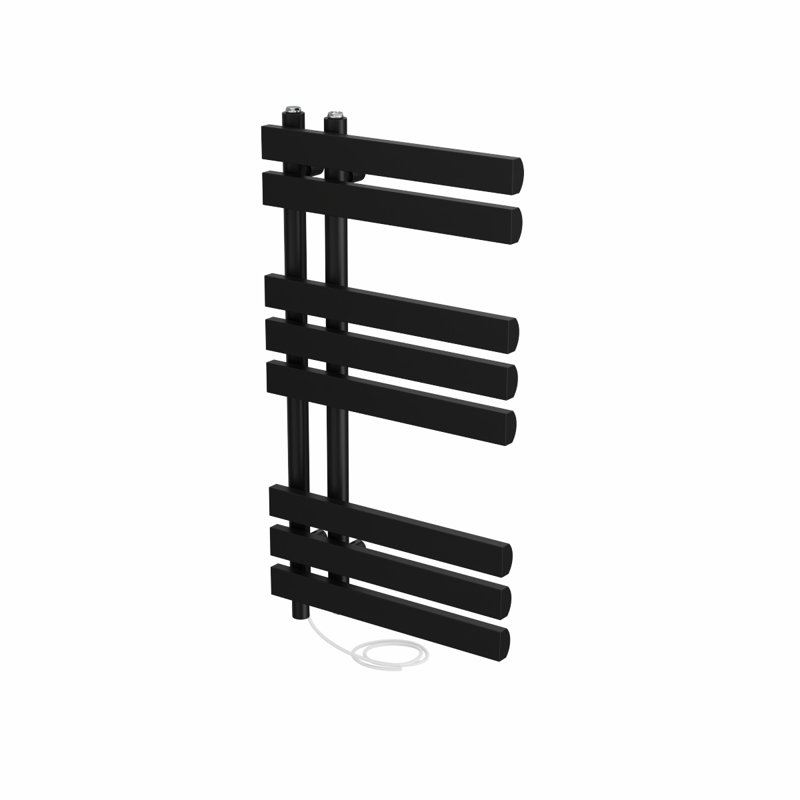 Azueta Designer Towel Rail Heated Towel Rails, 80cm H x 45cm W x 7.35cm D, Black