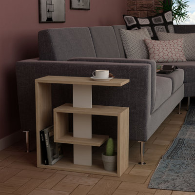 Table d'appoint moderne polyvalente, chêne Sonoma et blanc, 21,7 po x 22,4 po x 7,9 po | 100% panneau de particules enduit de mélamine, épaisseur: 0,7 pouce | Design élégant pour le salon, la chambre à coucher ou le bureau | Solution de mobilier polyvalente et fonctionnelle