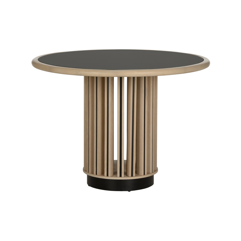 Perret Oak Round Glass Top Dining Table