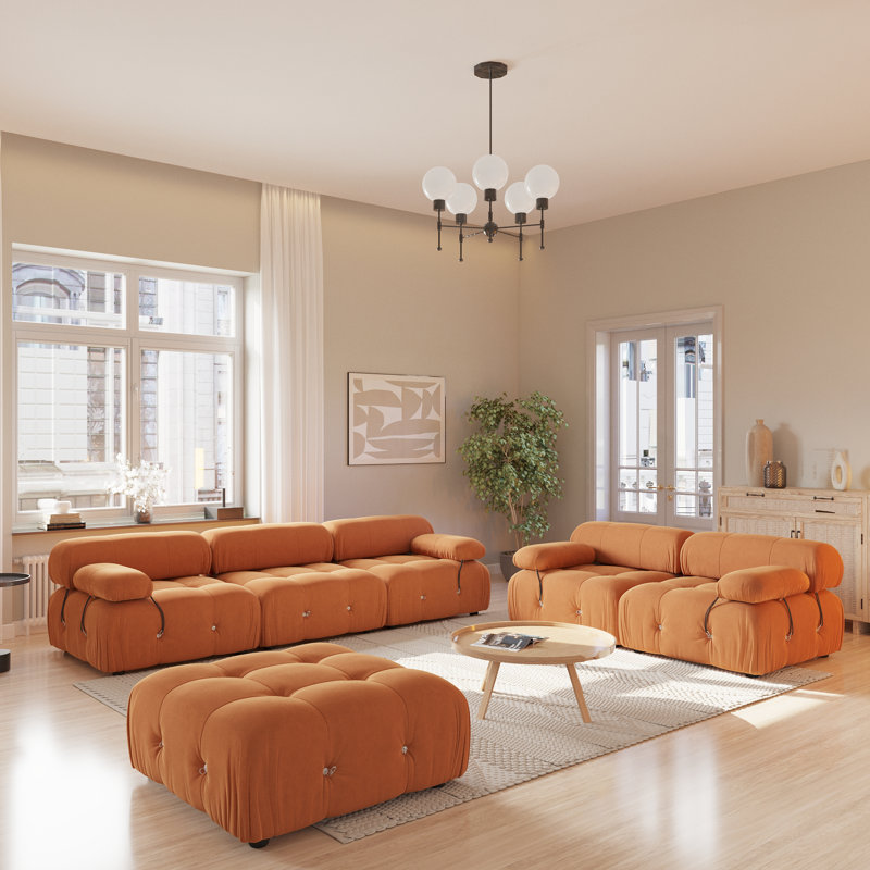Ensemble de salon modulaire 3 pièces, Orange