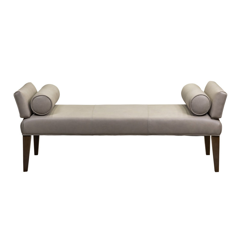 Pimlico Upholstered Leather Bench, Dark Brown, Anniston Slate