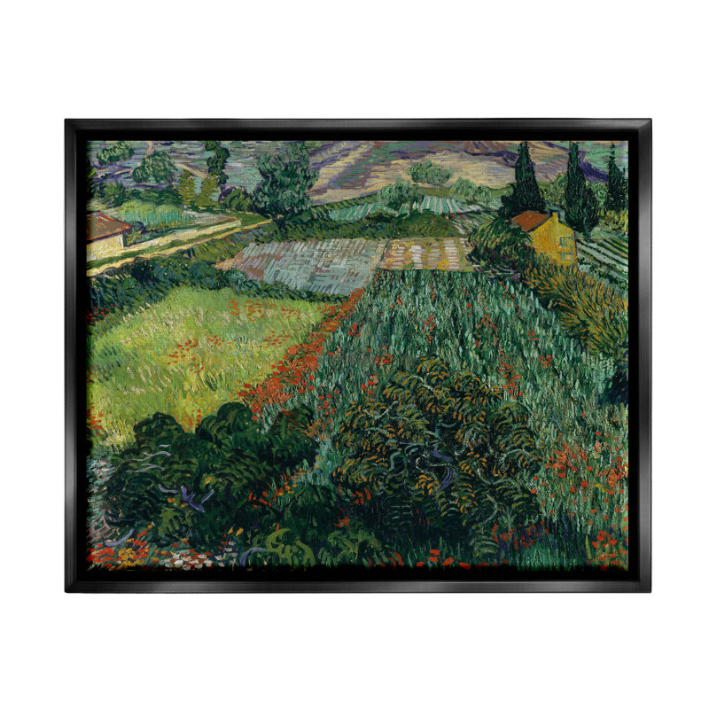 "Champ avec coquelicots" Van Gogh, paysage champêtre encadré par Floater par One1000paintings, H 17 po x l 21 po x P 1,7 po