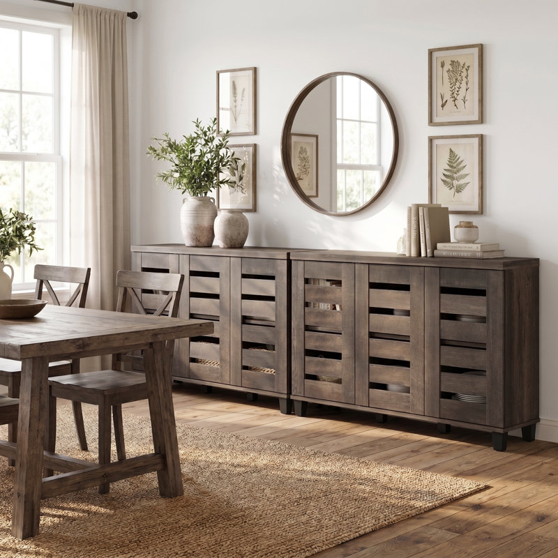 Armoire de rangement à chaussures en bois manufacturé 3 portes Lismore, Chêne cendré