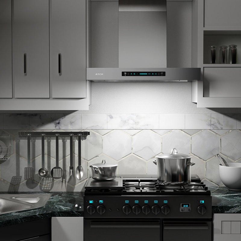 30-Inch Silver Stainless Steel Wall Mounted Range Hood with Charcoal Filter