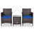 Ailith 3 Piece Rattan Seating Group with Cushions, Patio Conversation Set-240894573