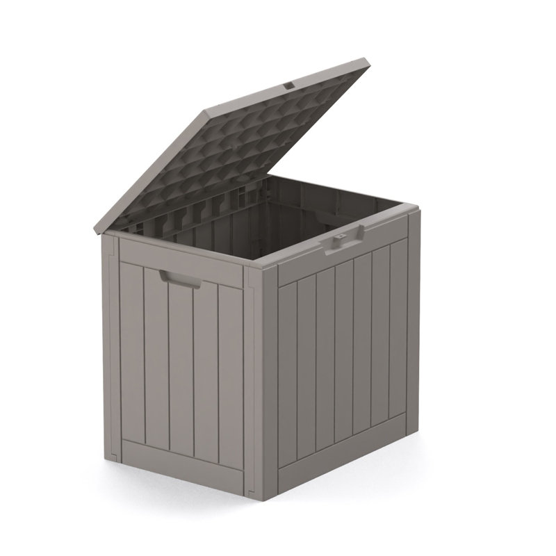 Boîte de rangement extérieure en résine imperméable et verrouillable 30 gallons en gris
