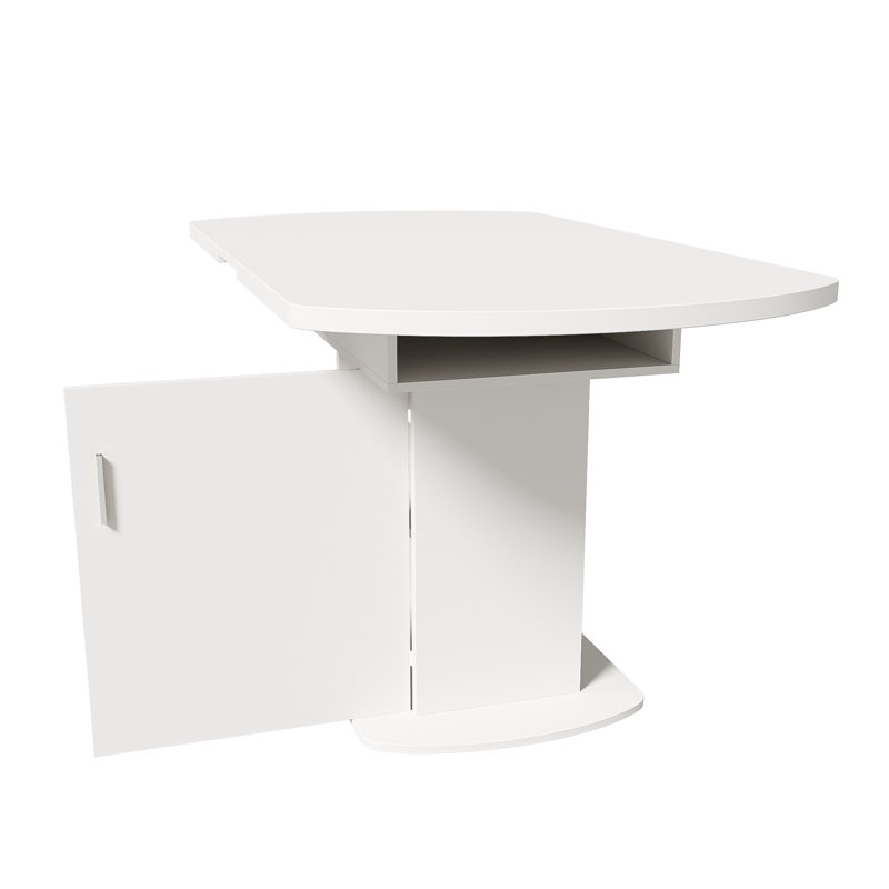 Benten Extendable Oval Dining Table, White/Silver