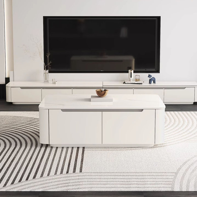 Table basse moderne et simple, H 19,7 po x L 51,2 po x l 27,6 po, Blanc