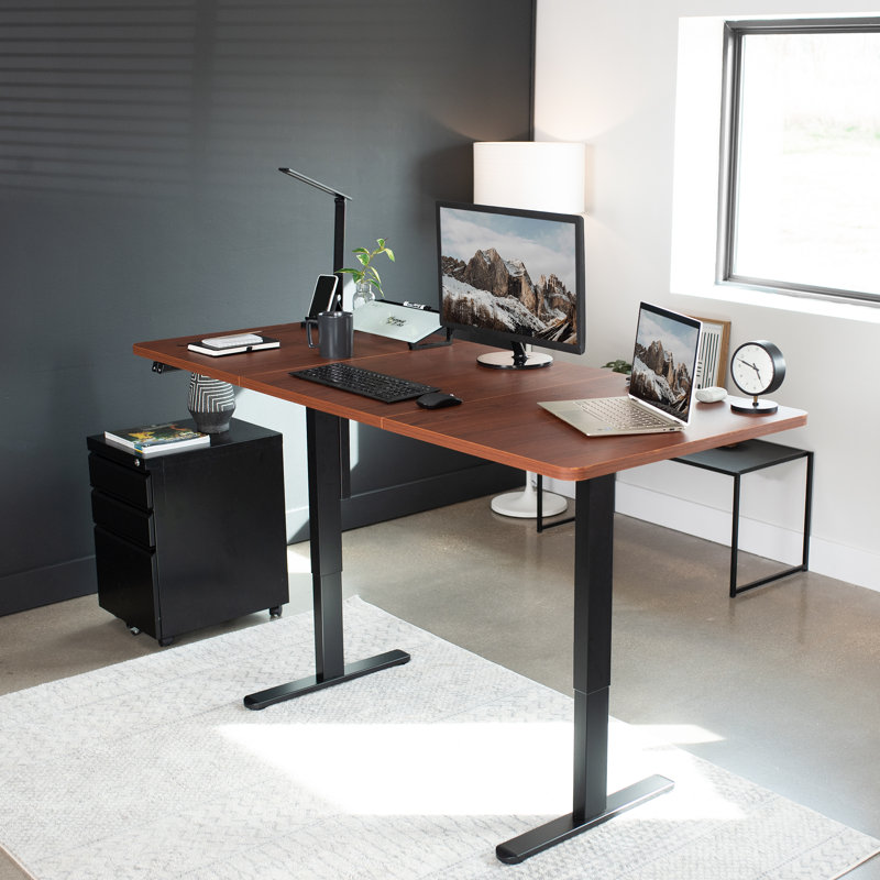 71" x 30" Electric Desk with 2 Button Controller DESK-KIT-0B7B Series, Dark Walnut