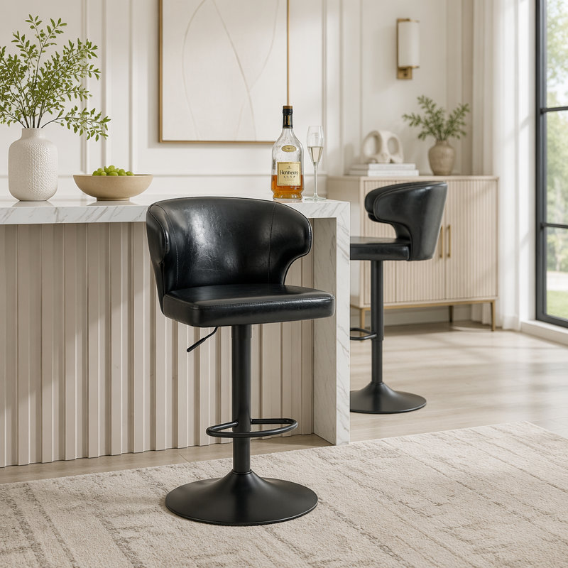 Tabouret de bar rotatif moderne, Noir - 2 pièces
