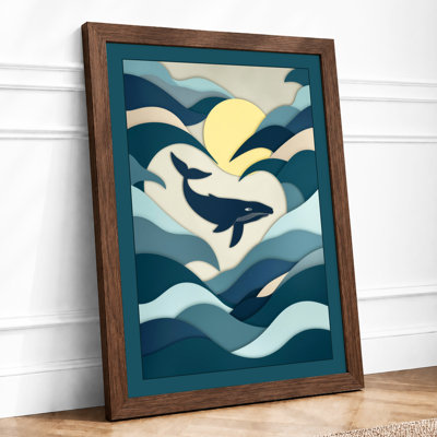 Whale in Motion Coastal - Framed Print